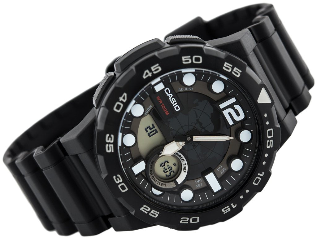 ΑΝΔΡΙΚΟ ΡΟΛΟΙ CASIO AEQ-100W 1AV (zd070a) - ΠΑΓΚΟΣΜΙΑ ΩΡΑ + ΚΟΥΤΙ