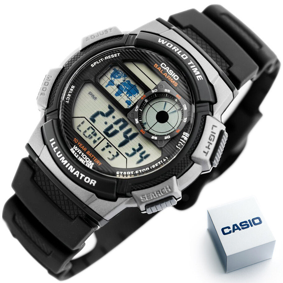ΑΝΔΡΙΚΟ ΡΟΛΟΙ CASIO AE-1000W 1BVDF (zd073g) - ΠΑΓΚΟΣΜΙΑ ΩΡΑ + ΚΟΥΤΙ