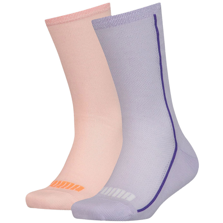 Puma Mesh Sock παιδικές κάλτσες 2 ζευγάρια μωβ, ροδακινί 907628 02