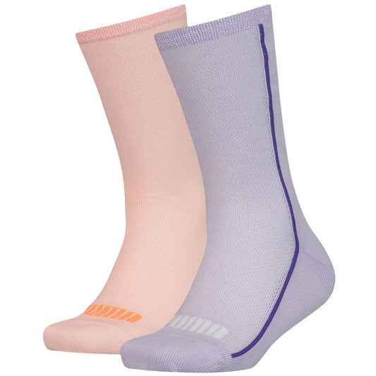 Puma Mesh Sock παιδικές κάλτσες 2 ζευγάρια μωβ, ροδακινί 907628 02