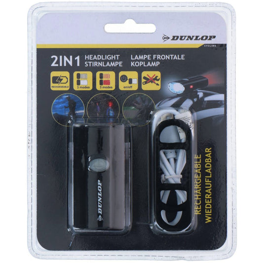 Φωτιστικό ποδηλάτου Dunlop 2 σε 1 Φόρτιση USB με θήκη κράνους 472843