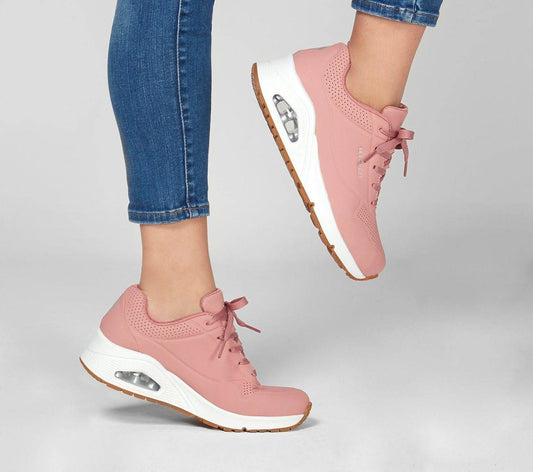 Sneakers γυναικείο ροζ Skechers Uno Stand On Air lifestyle σπορ ροζ (73690-ROS)
