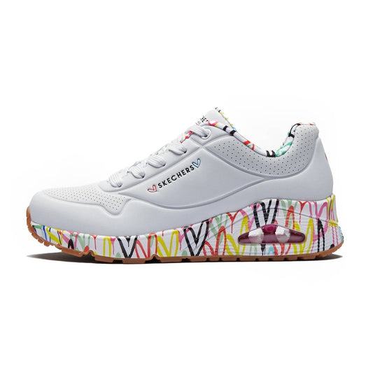 Skechers Γυναικεία Sneakers X Jgoldcrow Uno Αγάπη καρδιές Λευκό (155506-WHT)