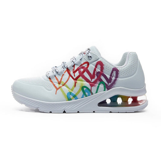 Sneakers Γυναικεία Skechers Jgoldcrown Uno 2 Πλωτή καρδιά αγάπης (155521-WHT)