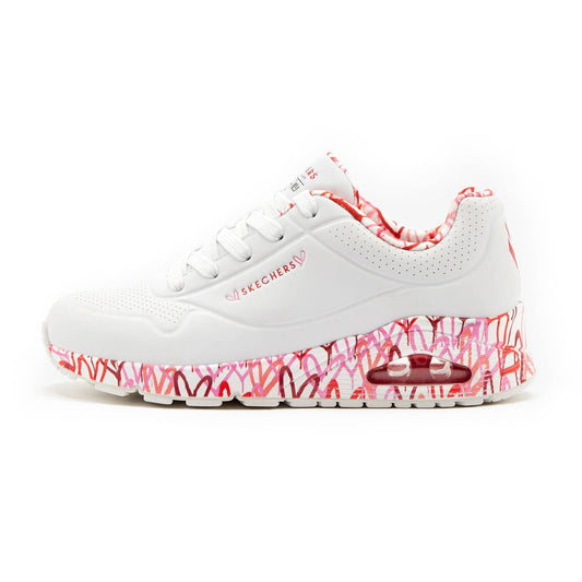Sneakers γυναίκες Skechers X Jgoldcrown Ουνο - Στοργικές Καρδιές Αγάπης Λευκό (155506-WRPK)