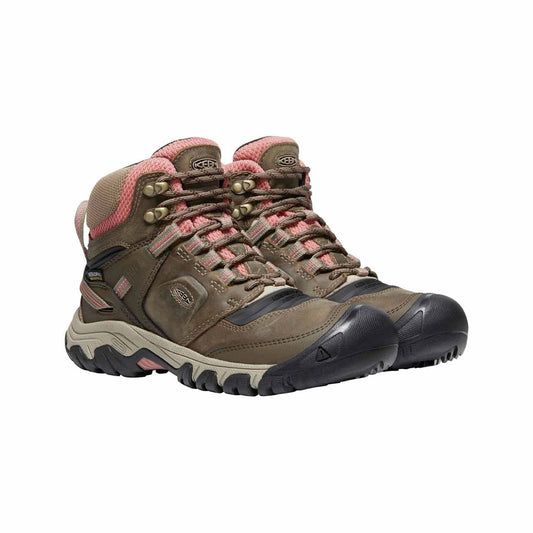 Γυναικεία Keen Ridge Flex γυναικεία παπούτσια πεζοπορίας Mid WP Timberwolf/Brick Dust αδιάβροχη αναπνοή καφέ (KE-1024921)