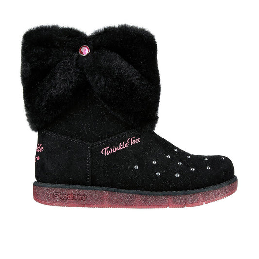 Χειμερινά παπούτσια κορίτσια Skechers Glitzy Glam Cozy Cudlers υψηλής ζεστά παπούτσια με eco-samsh φωτίζεται μόνο μαύρο (314851L-BLK)