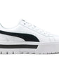 Sneakersy damskie Puma Mayze Lth skórzane sportowe białe z wysoką platformą (381983-01)