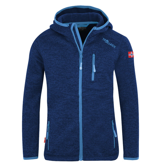Πολικό μπουφάν με κουκούλα για παιδιά Trollkids Jondalen Jacket XT unbuttoned navy (222-121)