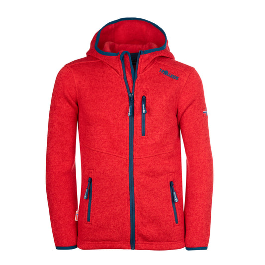 Πολικό μπουφάν με κουκούλα για παιδιά Trollkids Jondalen Jacket XT unbuttoned κόκκινο (222-414)