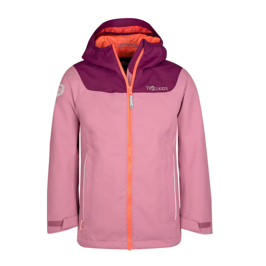 Παιδικό μπουφάν βροχής για κορίτσι Trollkids Girls Bergen Jacket ορχιδέα/mulberry/peach (611-227)