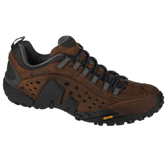 Υπαίθρια παπούτσια άνδρες Merrell Intercept δέρμα πεζοπορία καφέ (J598633)
