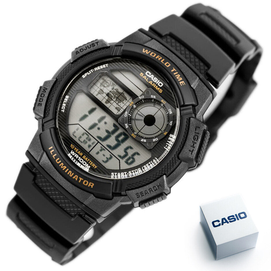 ΑΝΔΡΙΚΟ ΡΟΛΟΙ CASIO AE-1000W-1AV - ΠΑΓΚΟΣΜΙΑ ΩΡΑ + ΚΟΥΤΙ
