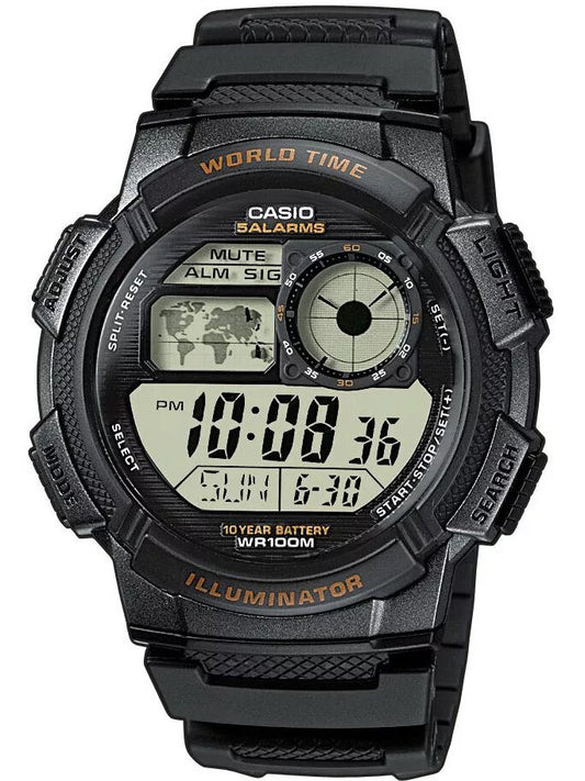 ΑΝΔΡΙΚΟ ΡΟΛΟΙ CASIO AE-1000W-1AV - ΠΑΓΚΟΣΜΙΑ ΩΡΑ + ΚΟΥΤΙ