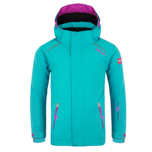 Παιδικό χειμωνιάτικο μπουφάν Trollkids Παιδιά Holmenkollen Snow Jacket Pro με τιρκουάζ κουκούλα (913-125)