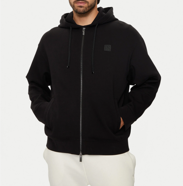 Ανδρική μπλούζα με κουκούλα Armani Exchange unzipped μαύρο (6DZMHD-ZJNPZ-1200)