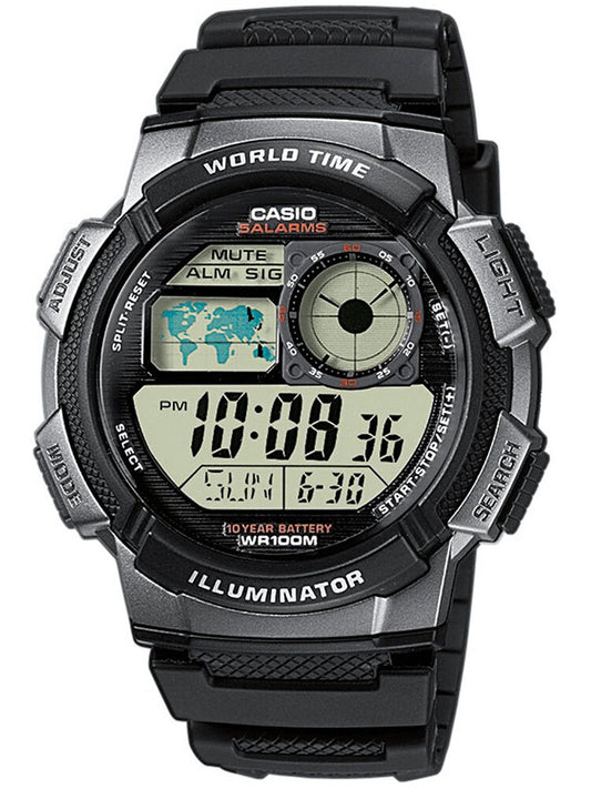 ΑΝΔΡΙΚΟ ΡΟΛΟΙ CASIO AE-1000W 1BVDF (zd073g) - ΠΑΓΚΟΣΜΙΑ ΩΡΑ + ΚΟΥΤΙ