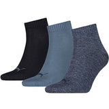 Puma Unisex Quarter Plain κάλτσες 3 ζευγάρια τζιν μπλε navy blue 271080001 460 / 906978 10