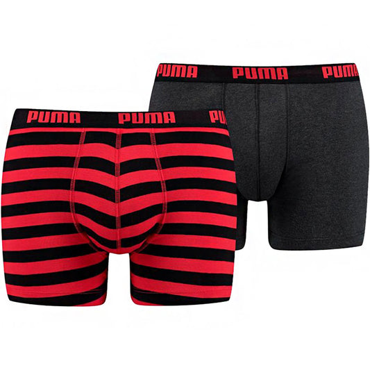 Ανδρικό μποξεράκι Puma Stripe 1515 Boxer 2P κόκκινο μαύρο 907433 05/591015001 786