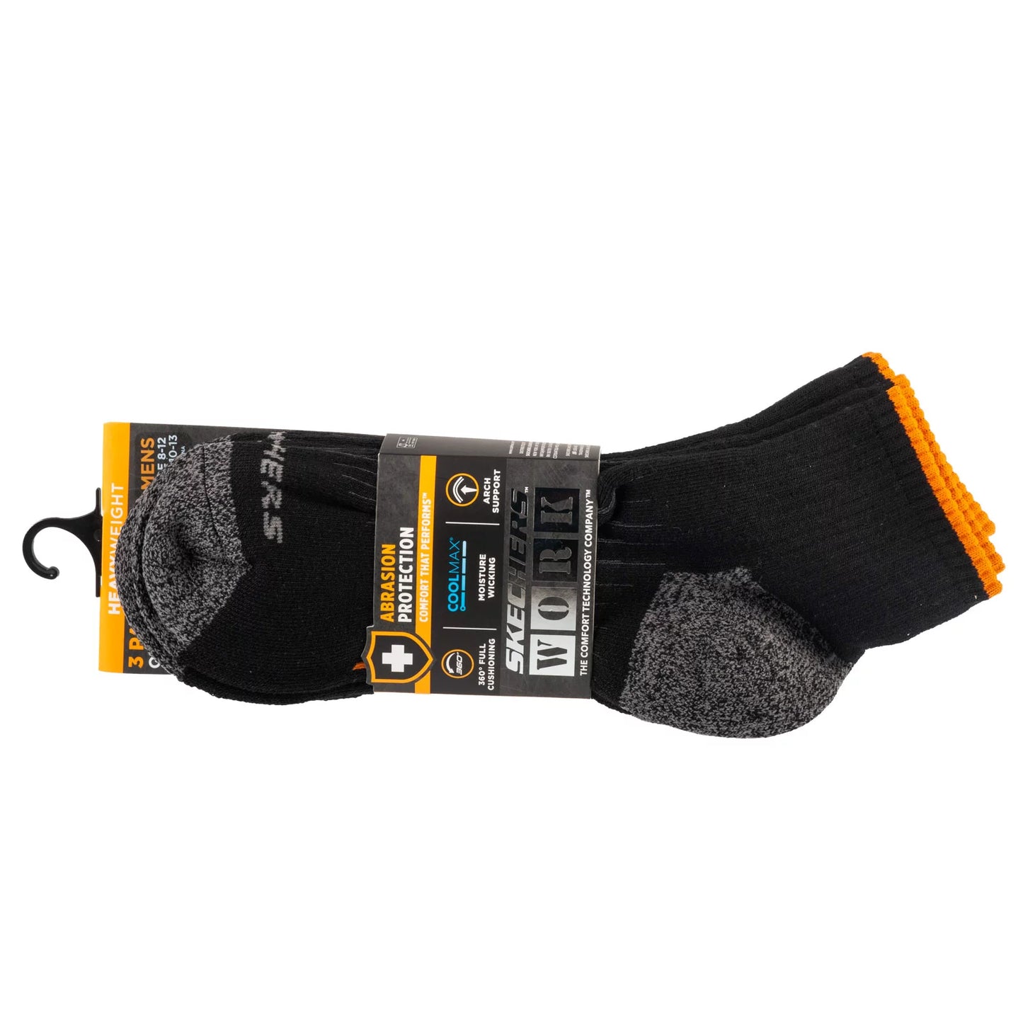 Skechers 3pk Ανδρικές κάλτσες εργασίας Qtr S115423-BLK