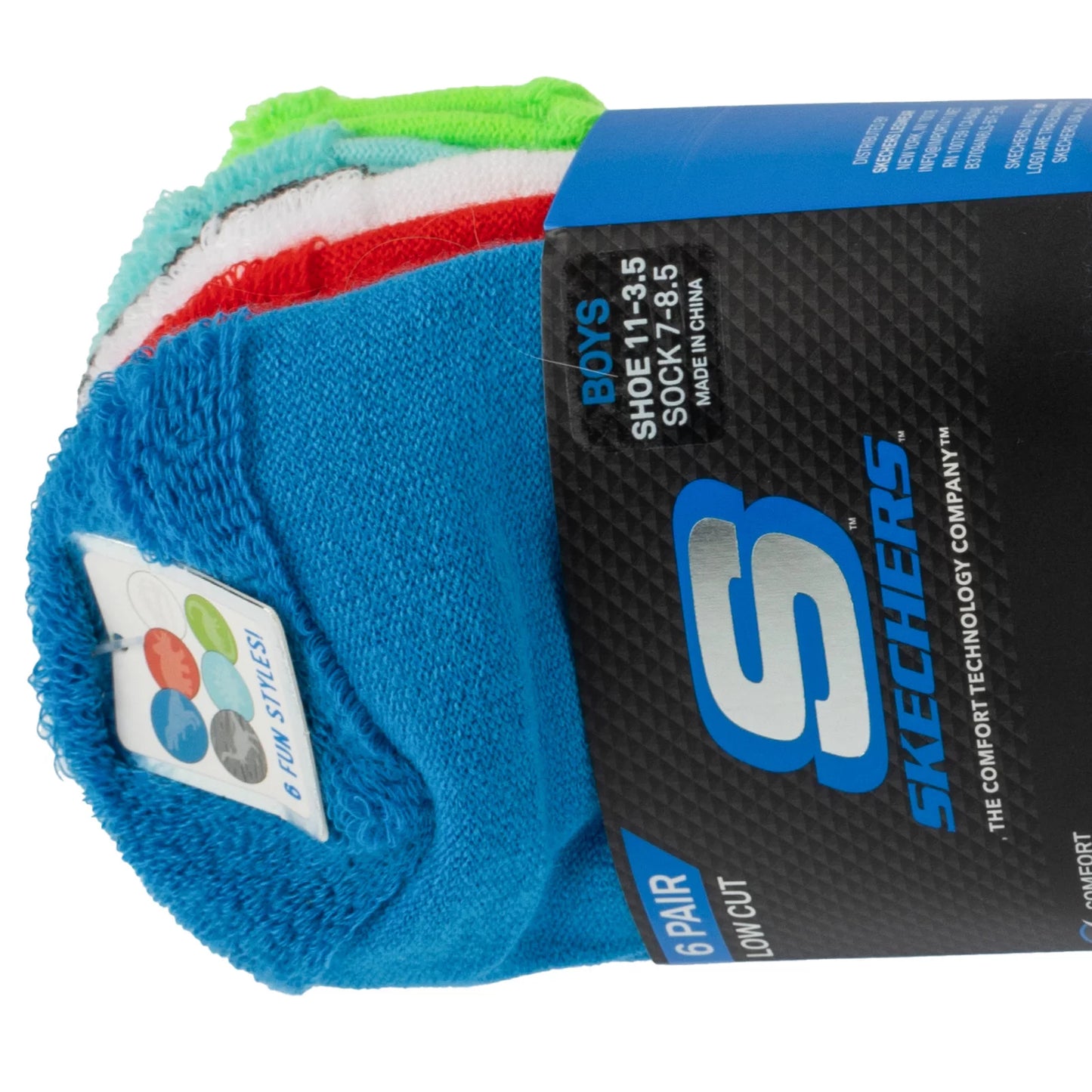 Skechers 6pk Boys Dino Terry Socks S601256-MULT