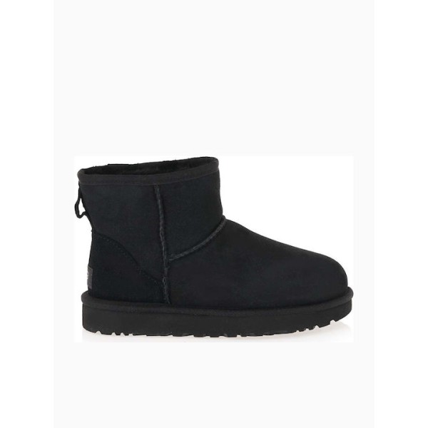 Ugg Australia Classic Mini II Suede Γυναικεία Μποτάκια με Γούνα Μαύρα  001016222-BLK