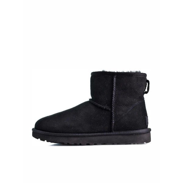 Ugg Australia Classic Mini II Suede Γυναικεία Μποτάκια με Γούνα Μαύρα  001016222-BLK