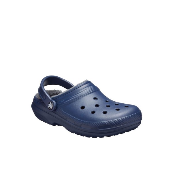 Crocs Classic Fuzz Lined Κλειστές Χειμερινές Ανδρικές Παντόφλες με Γούνα Μπλε 203591-459