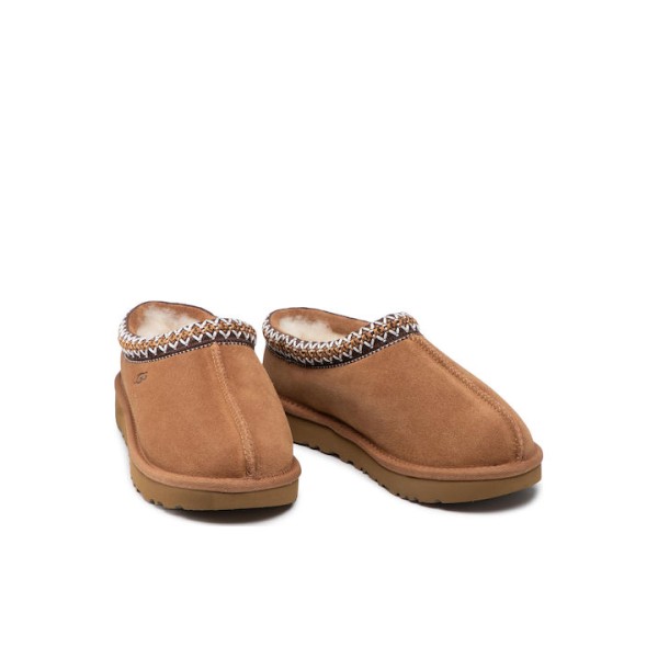 Ugg Australia Tasman 5955 Δερμάτινες Χειμερινές Γυναικείες Παντόφλες Chestnut 5955-CHE