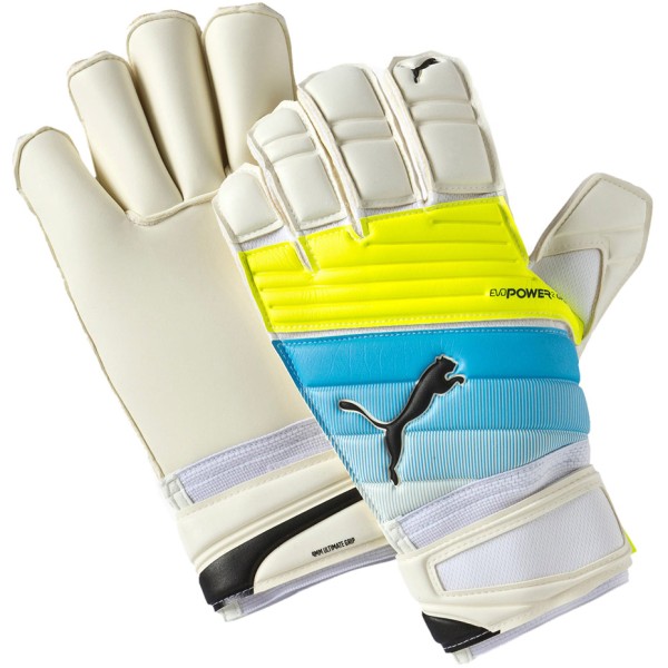 Puma Evo Power Grip 2.3 GC goalkeeper gloves white-blue-yellow 041223 01