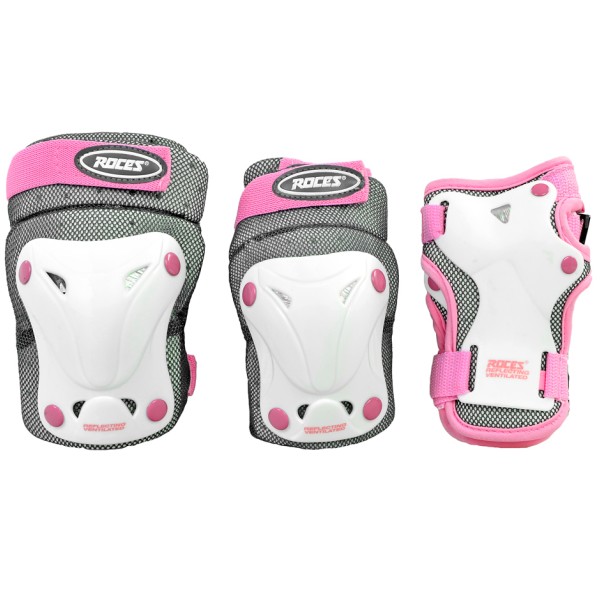 Roces Ventilated JR white and pink 3 Pack skate protectors 301352 03