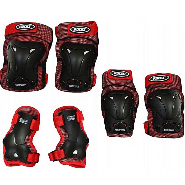 Roces Ventilated JR Red-Black 3-Pack skate protectors 301352 02