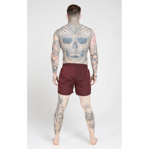 SikSilk Crushed Nylon Tape Shorts – Burgundy & Gold