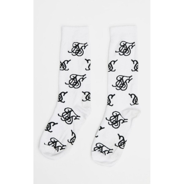 SikSilk Monogram Socks - 2 Pack - White