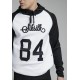 SikSilk Overhead Retro Sports Hoodie - White & Black