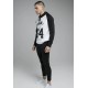 SikSilk Overhead Retro Sports Hoodie - White & Black